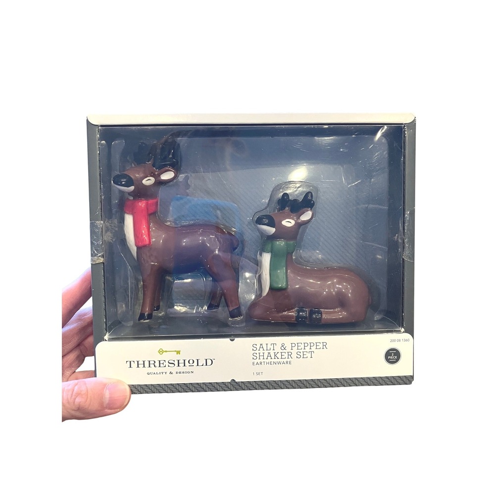 Threshold Target Earthenware Reindeer Salt and Pepper‎ Set With Box